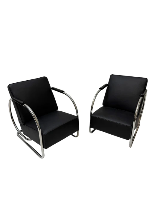 Art Deco Modernist Bauhaus Tubular Steel Lounge Chairs by Frits Kuyken, 1936